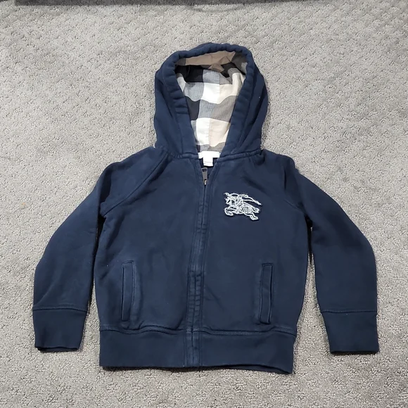 Burberry Kids Navy Blue Zip Up Hoodie Cotton Size 4Y - Picture 2 of 10